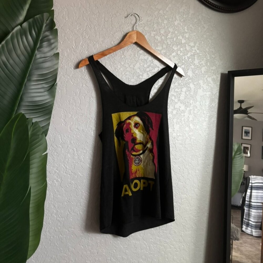 Obey | Grey Adopt Dog Racerback Graphic Tank | Size Medium